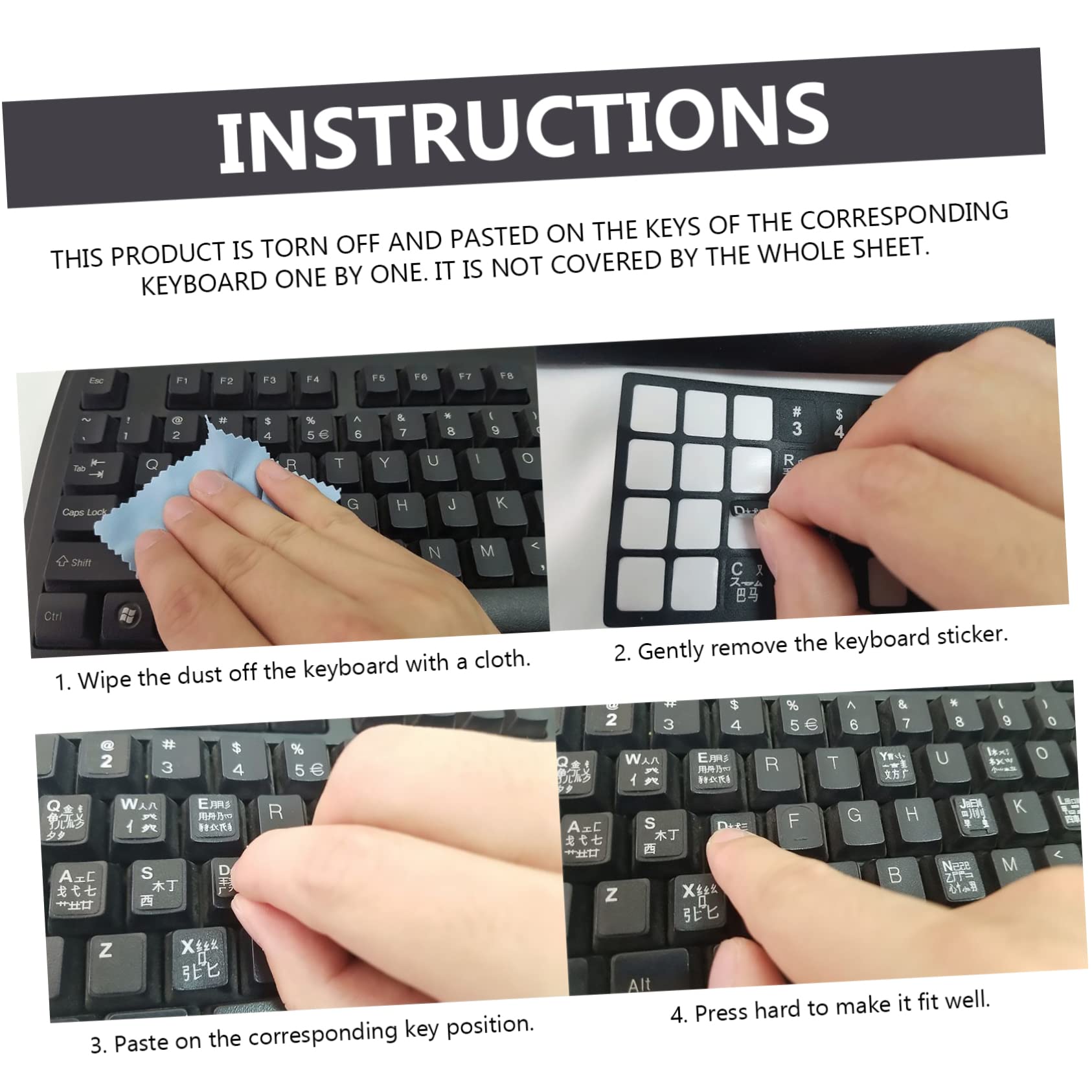 Mikikit 80stücke Teiliges Tastaturaufkleber Mehrsprachige Selbstklebende Aufkleber Für Englisches Tastaturlayout Einfach Anzubringen Für Sprachlerner Auffrischung Abgenutzter Tasten