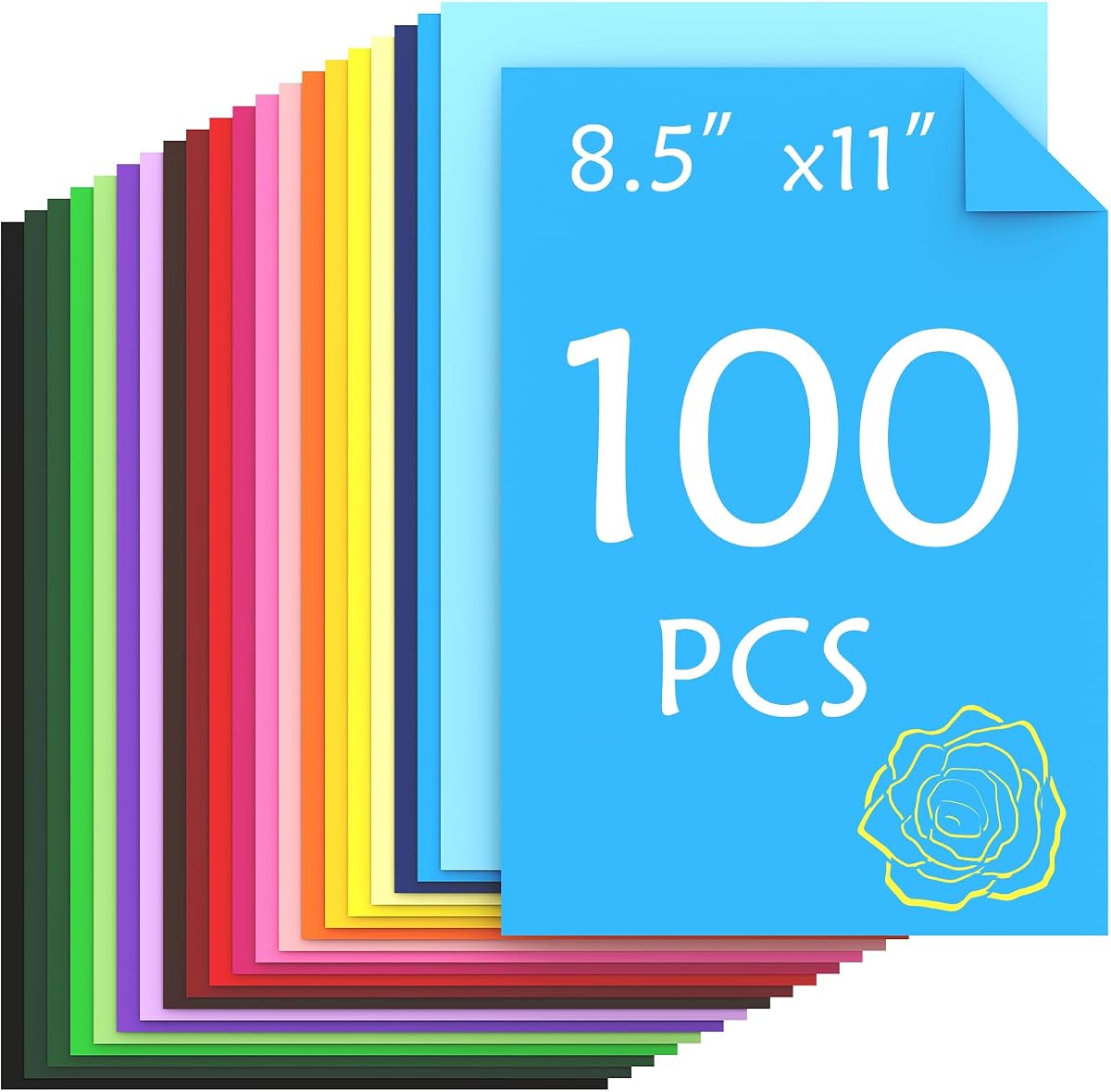 100 hojas de cartulina de colores, 20 papel de cartulina de colores surtidos, papel de cartulina de 180 g/m²/65 lb, papel de álbum de recortes de colores para manualidades, fabricación de tarjetas de Navidad, álbumes de recortes