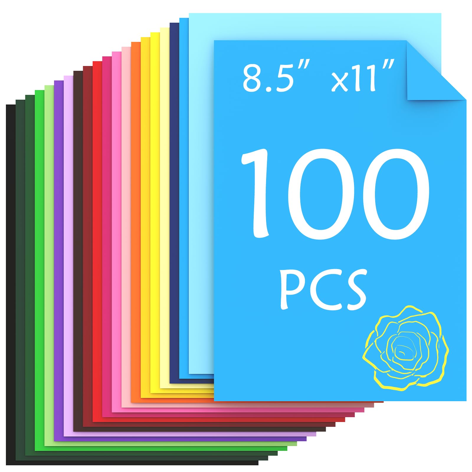 100 fogli di cartoncino colorato, 20 colori assortiti, 180 g/m², carta colorata per album di ritagli, biglietti natalizi fai da te, scrapbooking