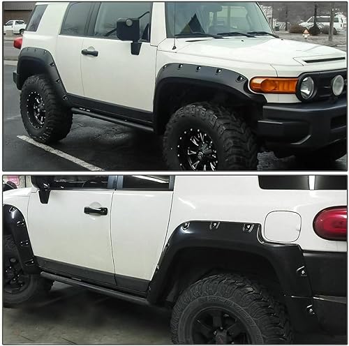 Miniatura 4 de ZORZA 4 unidades de guardabarros de rueda delantero trasero izquierdo conductor derecho pasajero negro mate ABS termo plástico bolsillo remachado