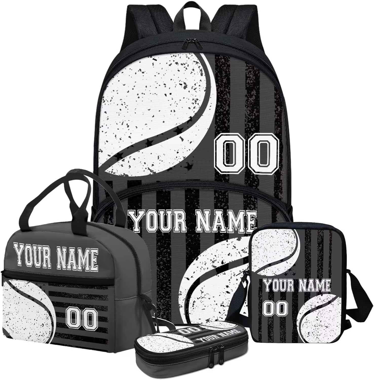 Howilath Pink Camo Softball Pattern Customized Name School Backpack for Kids Backpack with Lunch, Cute Bookbag for Teens School Student Casual Travel Schoolbag