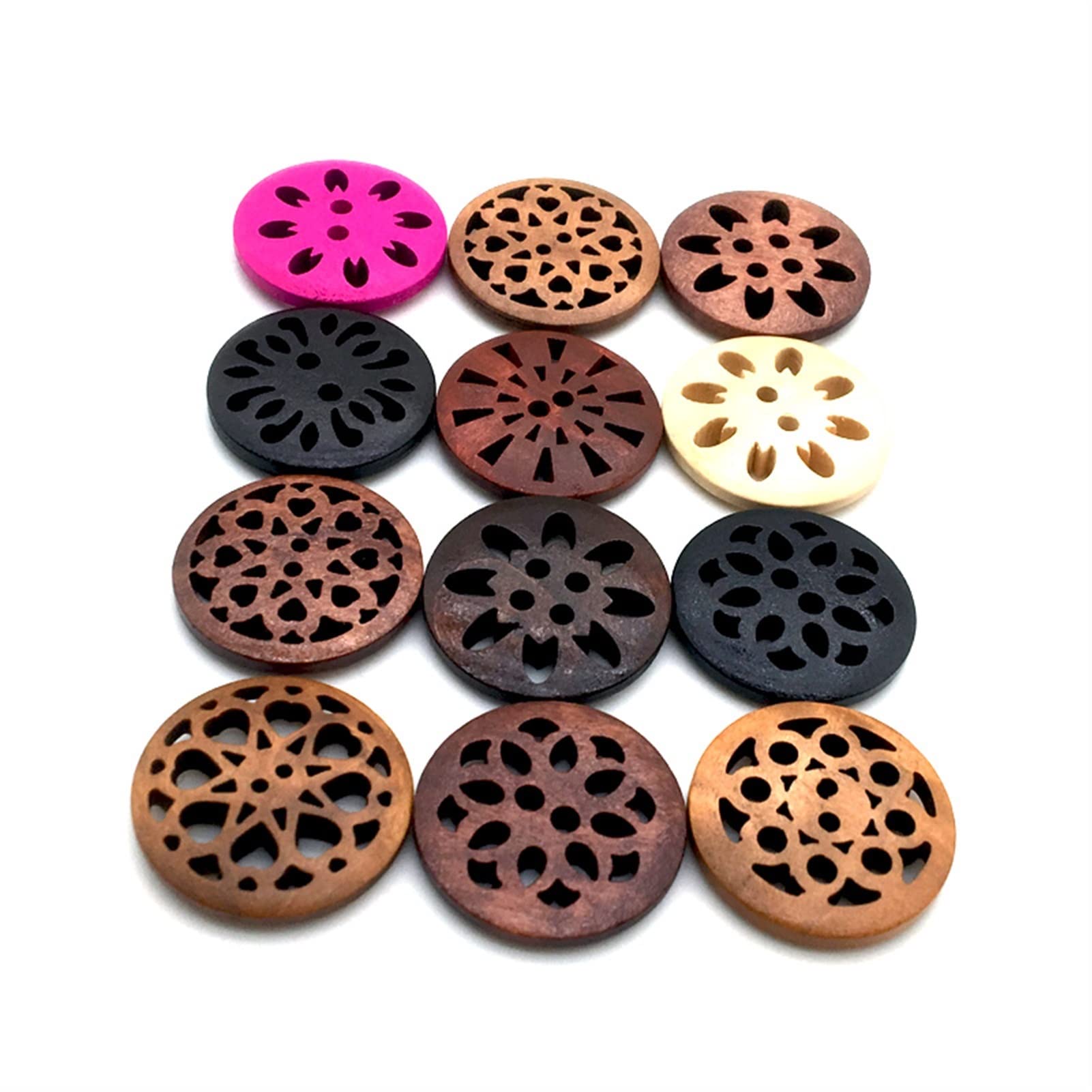 30 sztuk 25mm mieszane drążą drewniane guziki na akcesoria odzieżowe rzemiosło drewniane DIY Scrapbooking materiały do dekoracji domu (Sc027)