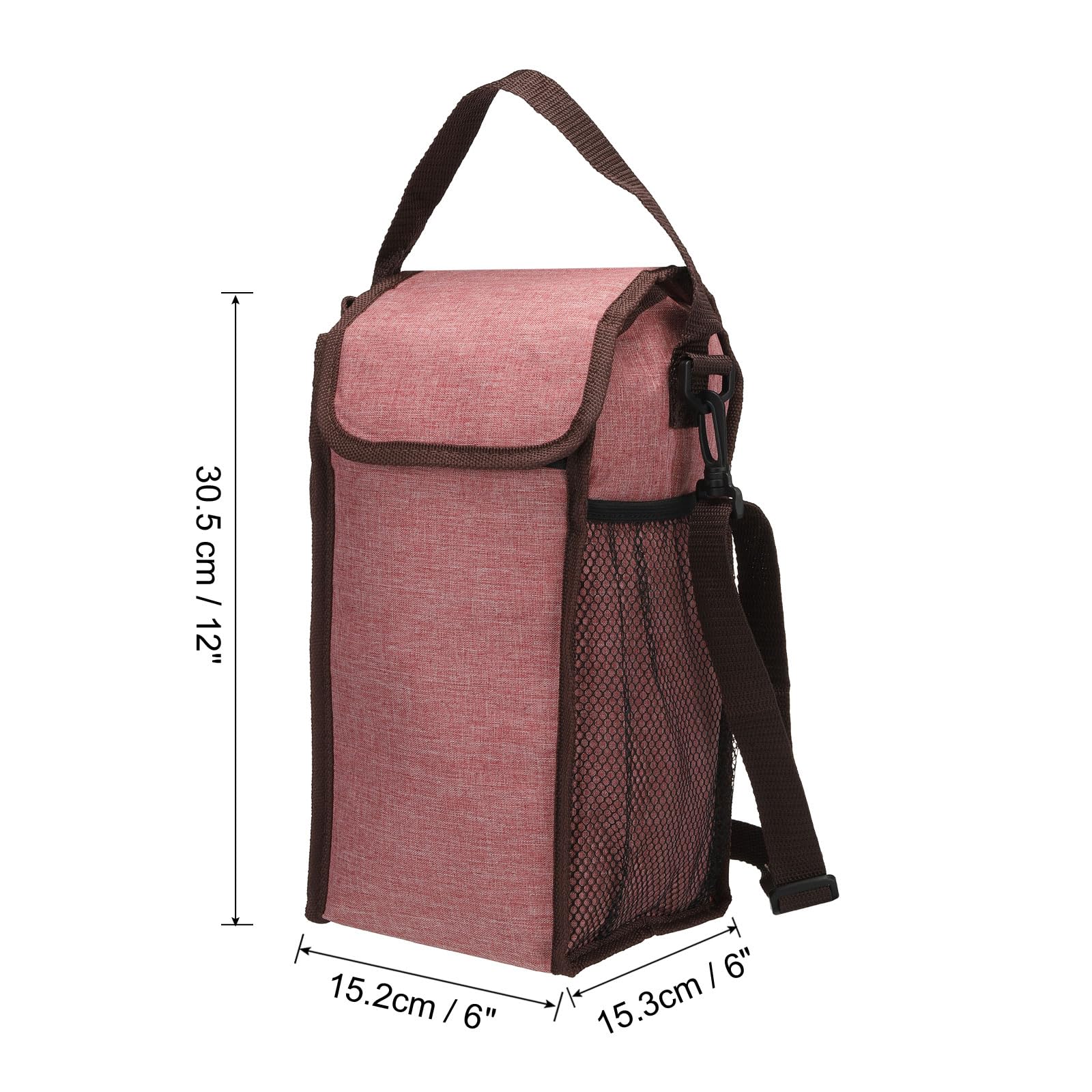 Sacs à déjeuner isothermes 15,2 x 15,2 x 30,5 cm, Sacs à bento cuboïdes réutilisables, fourre-Tout Thermique, Sacs Alimentaires Portables pour Hommes et Femmes, Rouge
