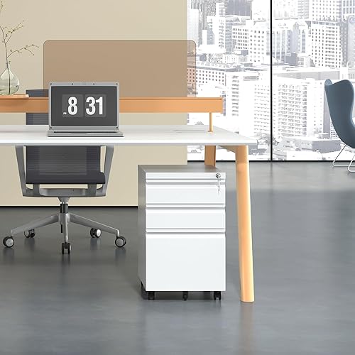 Miniatura 6 de Yukimo Archivador móvil de 3 cajones, archivador para oficina en casa para cartas, tamaño legal, totalmente montado debajo del escritorio, color