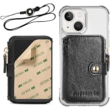 M-Plateau Phone Wallet,Card Holder for Phone Case with Zipper Coin Purse and Cell Phone Lanyard Work with iPhone 14 and Most of Smart Cell Phones Black