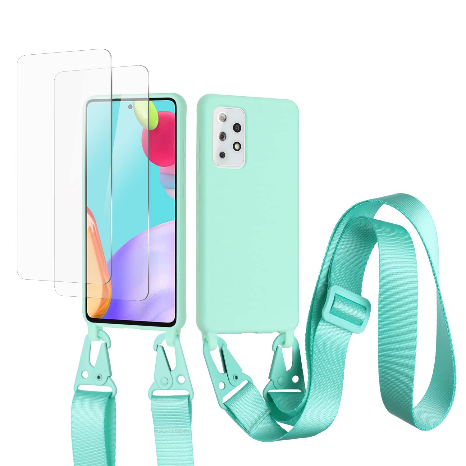 vrupin Funda Compatible con iPhone 13.con (2 x Protector Pantalla)con Cuerda Case con Ajustable Cordón.Silicona Líquida Funda-Loto Color — view 68