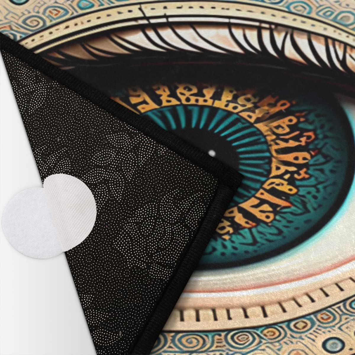 Pardick Evil Eye Half Round Doormat Boho Eye Semi Circle Area Rug Non Slip Indoor Outdoor Entrance Half Moon Rug Absorbent Durable Washable Front Floor Mat for Kitchen Bedroom Patio Fireplace Eye Pad