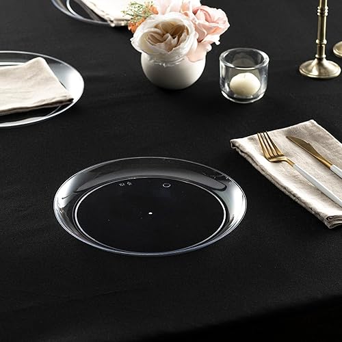 Miniatura 2 de Paquete de 40 platos principales de plástico duro desechables de 10 pulgadas, de alta calidad, pesados, transparentes, con clase, de 10 pulgadas