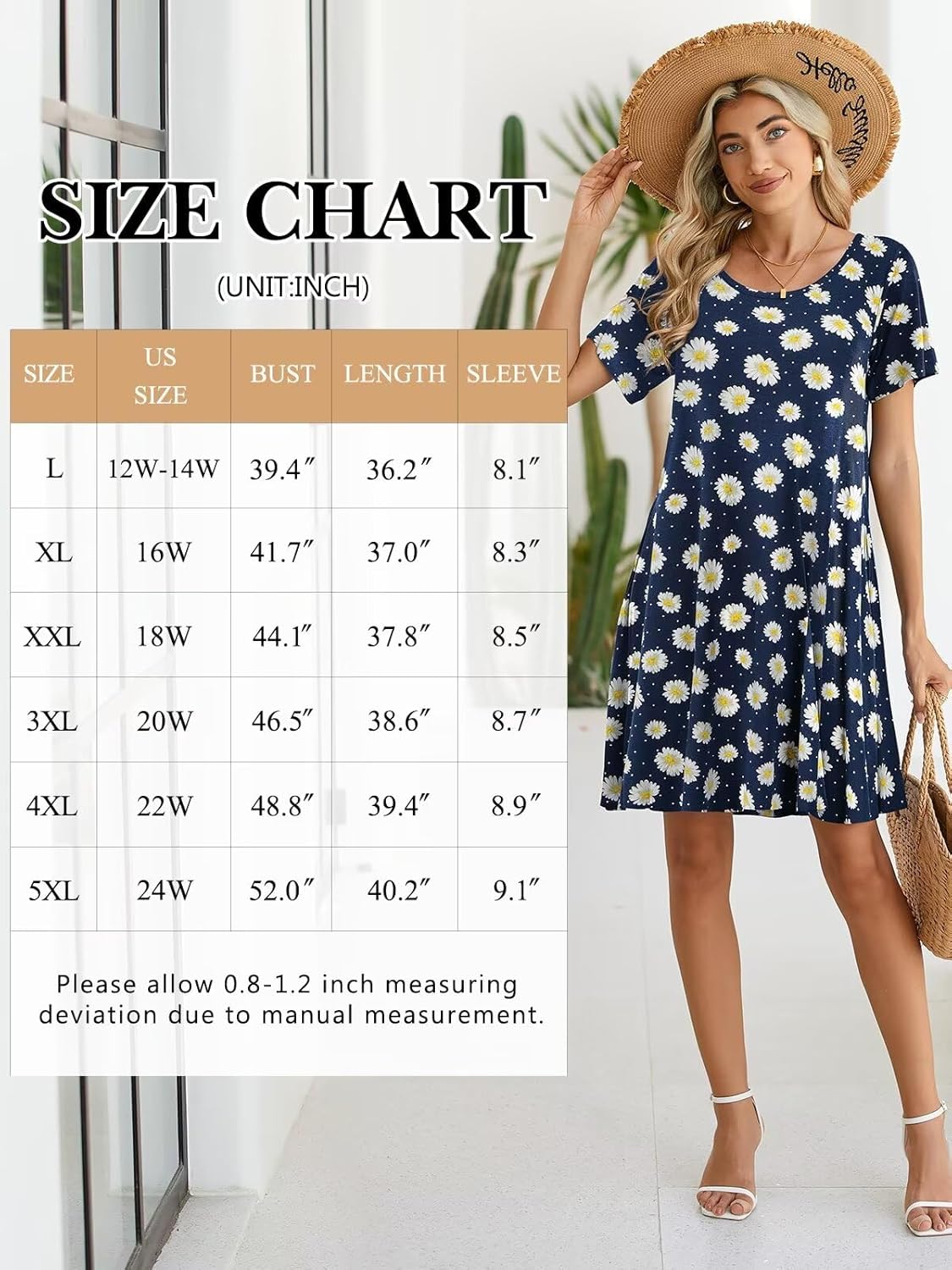 BELAROI Womens Summer Casual T Shirt Dress Loose Swing Tunic Dress Short Sleeve Sundress with Pockets - Image 6
