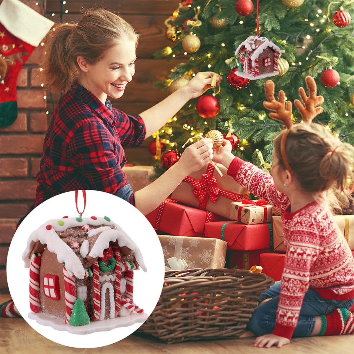 Toyvian 4 Piezas Navideña Adorno para Jengibre Casa Colgante de Árbol de
