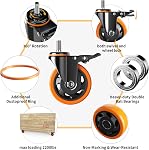 4 Roues de roulette de pouce 2200Lbs, Ensemble de roulettes à tige filetée 4 Véhicules utilitaires lourds, 1/2"-13 x 1 (Diamètre de la vis 1/2", longueur de la tige 1"), Sécurité Roulettes industrielles à double verrouillage, Roues pour le panier, Meubles