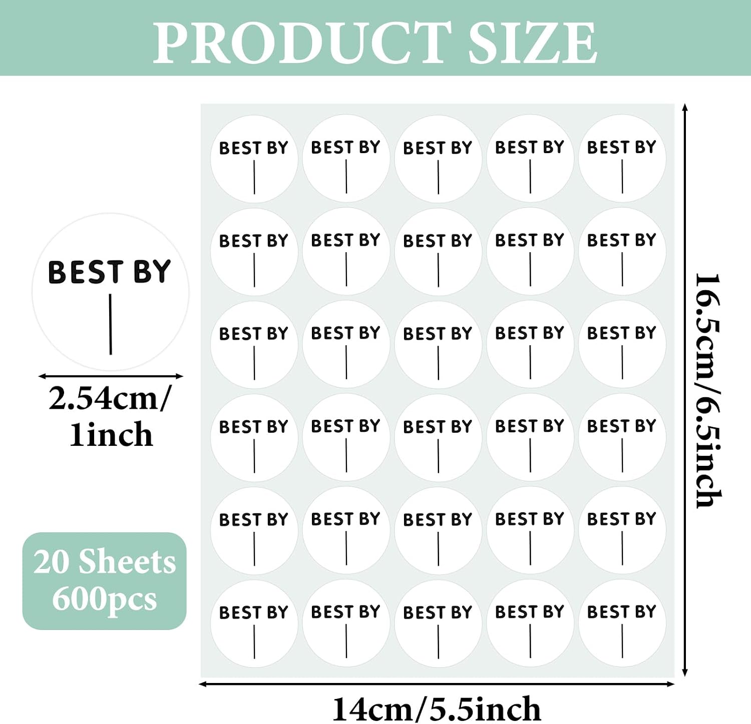 600PCS Expiration Date Food Stickers, Best by Labels, 1 Inch Circle Dot Small Blank Food Date Labels, Best-by/Expiration-Date Label for Food-Containers, Freezer, Restaurant, Food-Service, Prep image 2