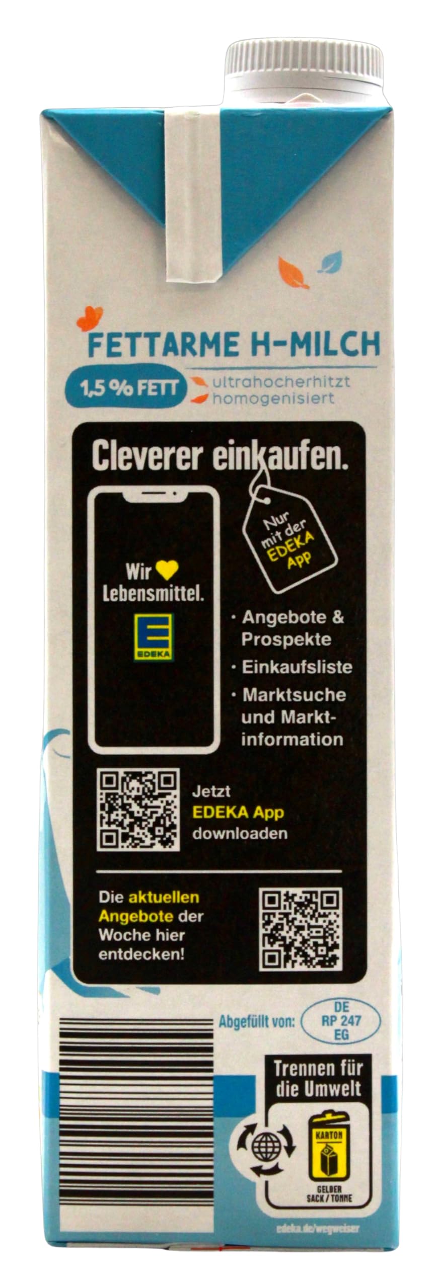 Gut & Günstig fettarme H-Milch 1,5% Fett, 12er Pack (12 x 1 l)