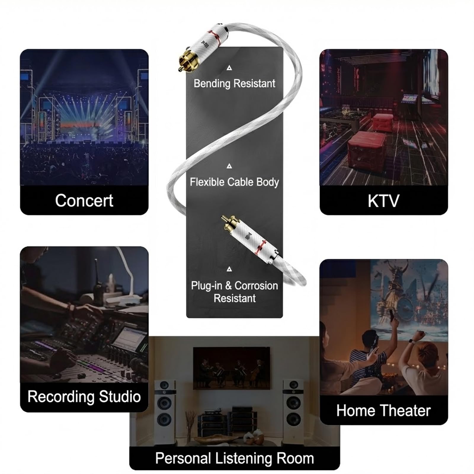 Cavo coassiale audio digitale 1,2 m, qualità del suono impeccabile, realizzato in argento puro al 99,998%, per applicazioni audio di fascia alta, adatto per console di mixaggio e studi di
