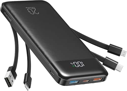 charmast 20000mAh Portable Charger with Built in Cables, 22.5W Travel