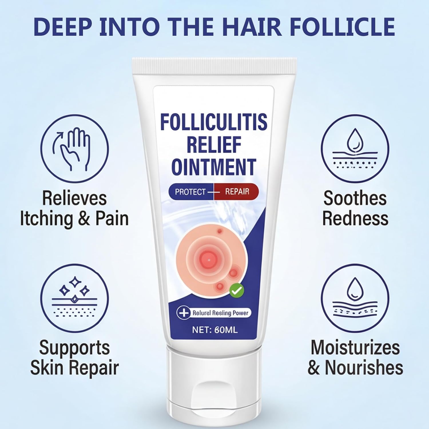 Folliculitis Treatment Cream, Comfort for Itching & Redness, Natural Non-Irritating, Scalp Face and Body, 2Oz - Image 4
