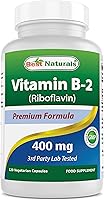 Vista 9 de Best Naturals Vitamina B2 (riboflavina) 400 mg - Alivio de la migraña - Cápsulas vegetales - Precursor de conezima - 120