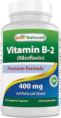 Miniatura 9 de Best Naturals Vitamina B2 (riboflavina) 400 mg - Alivio de la migraña - Cápsulas vegetales - Precursor de conezima - 120 unidades (120 unidades