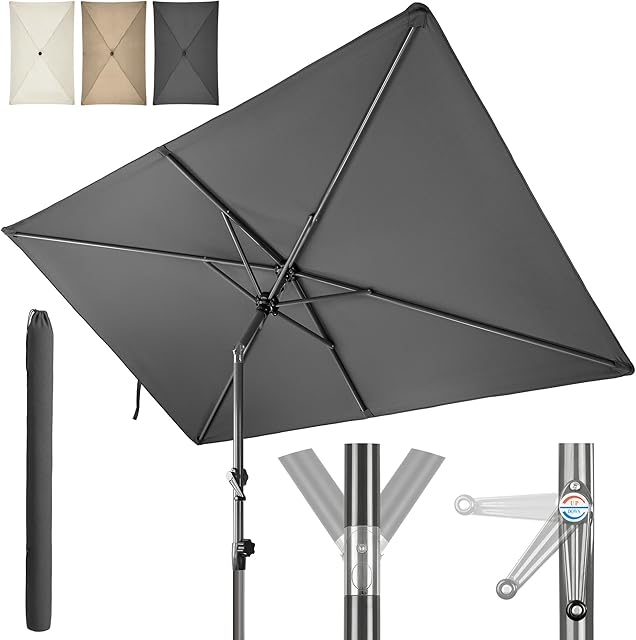 SunnyShade 4smile SunnyShade Sonnenschirm Balkon Modern mit Kurbel, Sonnenschirm rechteckig 210x140 cm, Sonnenschutz Balkon mit UV 50+, Balko — Sonnenschirme