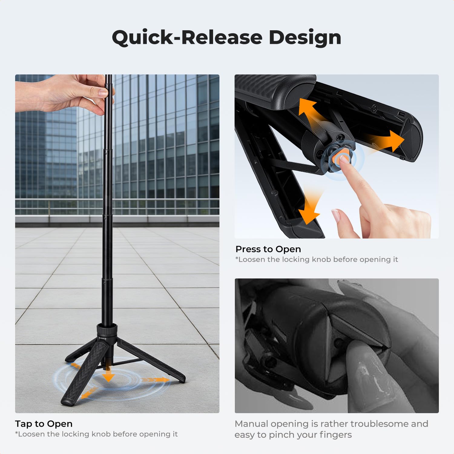 K&F CONCEPT Kijek do selfie, 175 g, ultralekki statyw do telefonu komórkowego, funkcja rozkładania jednym kliknięciem, wysuwany do 65 cm, obracana o 360° głowica, kompatybilny z telefonami komórkowymi