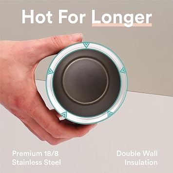 Moon 360° Insulated Travel Mugs, Leak Proof Reusable Coffee Cups - Pro Version for Performance & Easy Clean - Leakproof Flask for Hot & Cold Drinks - Fits Car Cup Holders, UK Company (500ml, Blue)