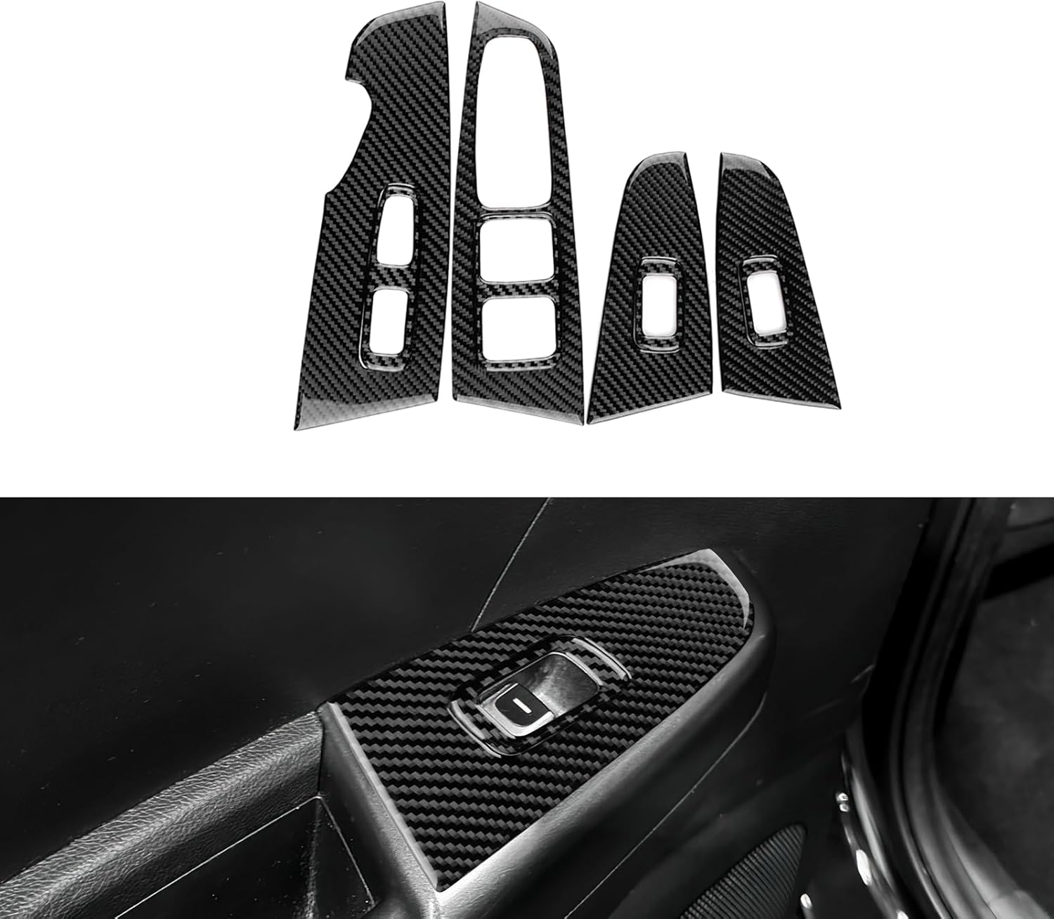 Real Carbon Fiber Window Switch Panel Trim Covers - for Kia Sportage 2017 2018 2019 2020 2021 Carbon Fiber Accessories, Durable Anti-Scratch Protective Accessories (Black)