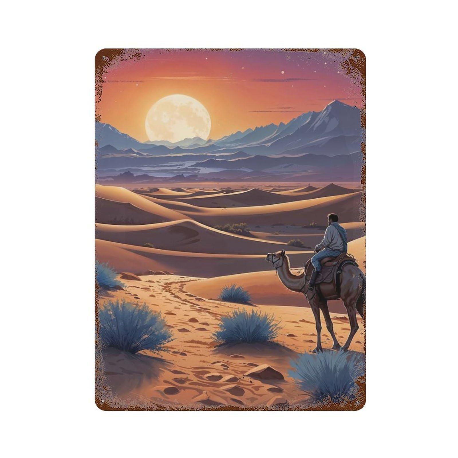 Cosmic Twilight Journey 15.7"x11.8" Distressed Metal Wall Sign, Retro Wall Decor for Garage, Bar And Workshop Decor