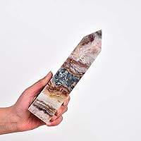 Vista 133 de JIC Gem Extra Large Rare Dendritic Jade Crystal Tower Natural Quartz Crystal Tower Point Wand Large Crystals and Stone Energy Crystal Wand Home