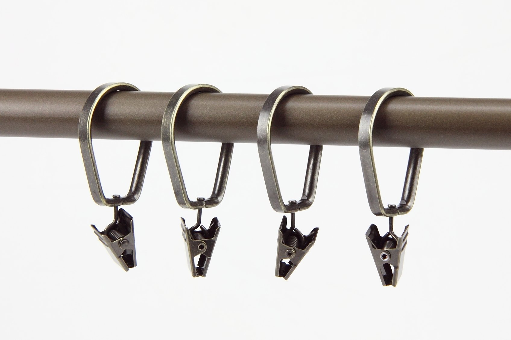 A&F Rod Decor - 10 Deluxe Pivot Clip Rings for 5/8 inch Rod - Antique Brass