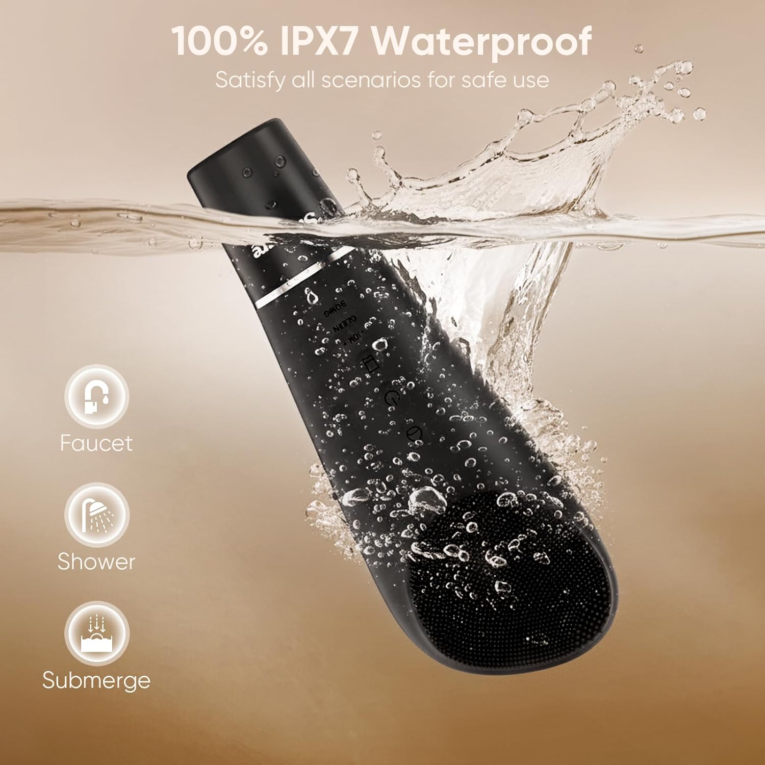 Silicone Face Scrubber Blackhead Scraper Rechargeable 2-in-1 Facial Cleansing Brush & Skin Spatula Duo, IPX7 Waterproof Exfoliating Massager Deep Cleansing for Women and Men(Black)