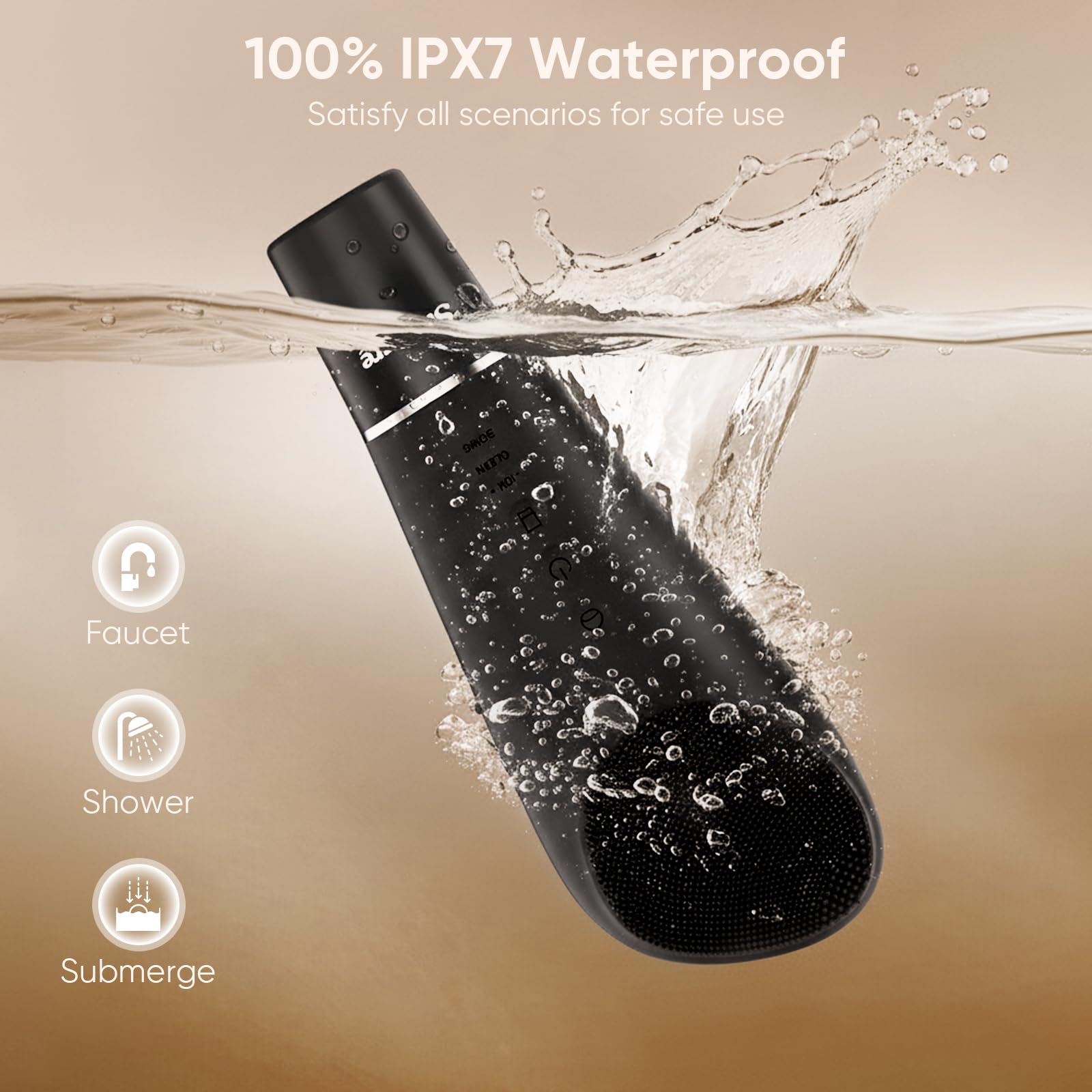Cepillo de limpieza facial 2 en 1 y limpiador de piel, cepillo facial con 7 modos, cepillo de limpieza sónico impermeable para limpieza profunda, exfoliación suave y masaje, para todo tipo de piel