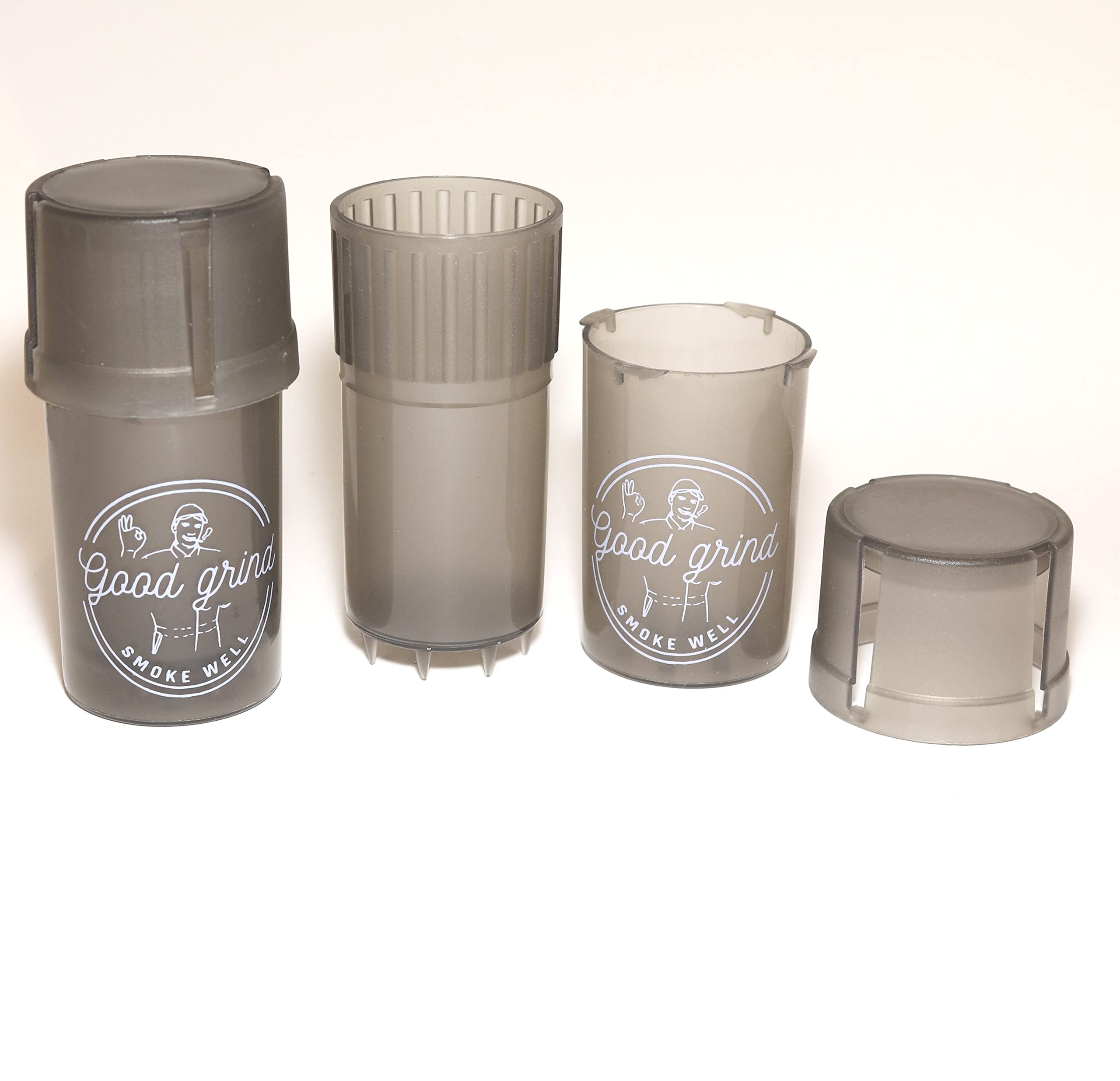 Tubi Grinder "Good grind" - Macinino in plastica 2 in 1 + contenitore (ermetico e impermeabile), 3 parti, NERO