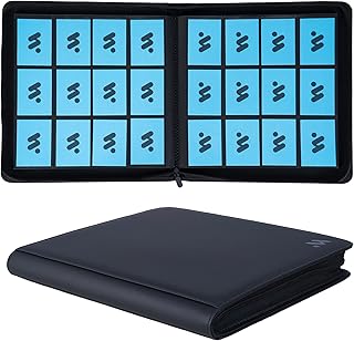 MORABTO 12 Pockets Trading Card Binder,720+ Pockets Side Loading Pockets Trading Card Holder with Sleeves,Zipper Card Collection Binder Album Folder for TCG（Black）