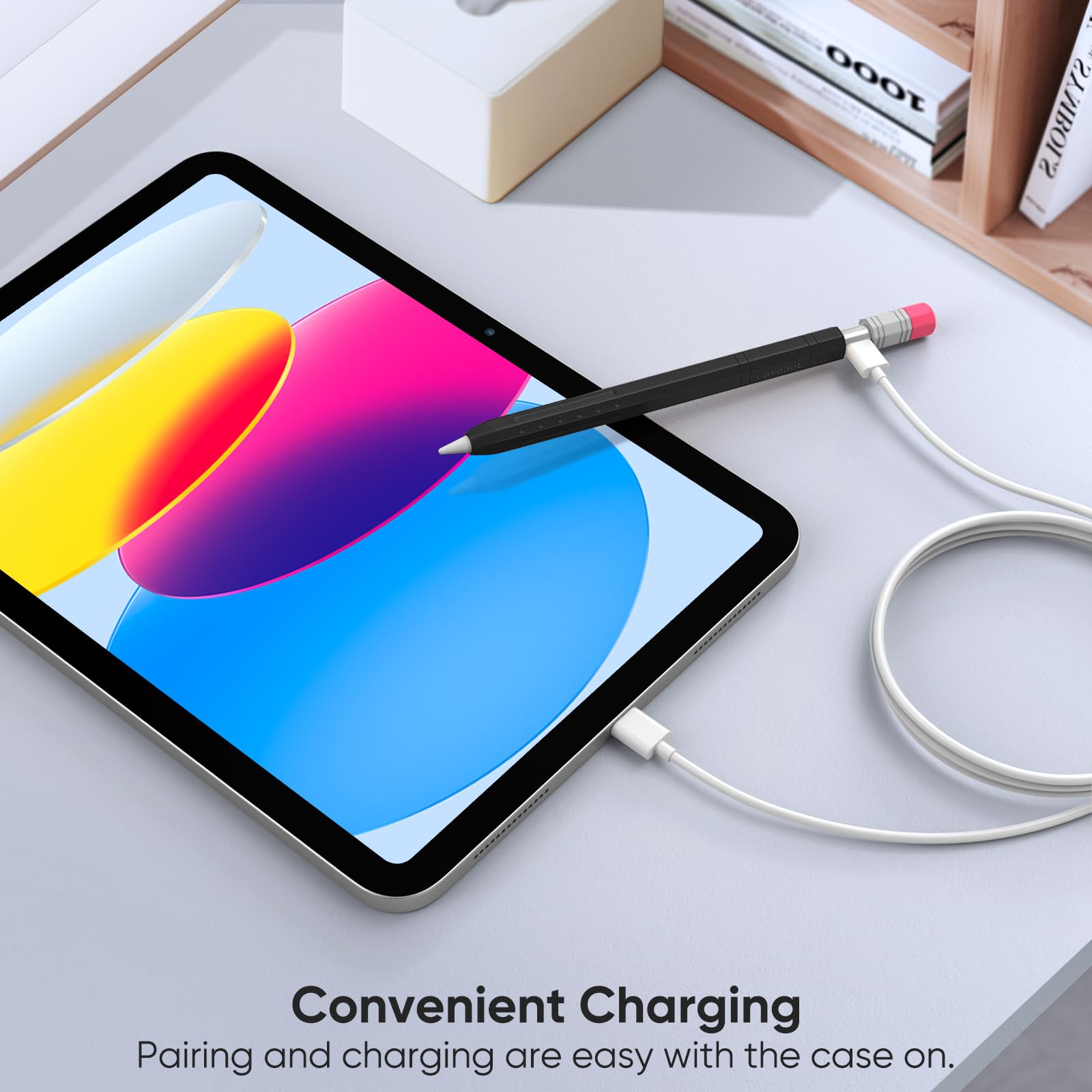 FINTIE Custodia in Silicone per Apple Pencil USB-C, Cover Protettiva Antiscivolo, Supporto Magnetico Nero