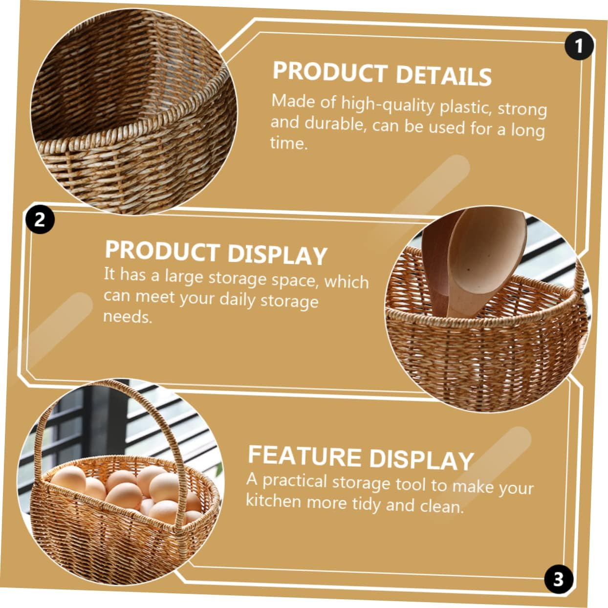 STOBAZA 2pcs Hand-woven Retro Kitchen Storage Basket for Garlic Onions and Decor Stylish Hanging Rattan Container for Tidy Organization and Rustic Home Decor