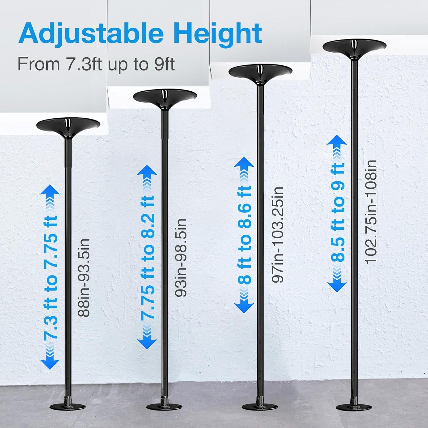 Professional Rotating Dancing Pole, Removable 45mm Rotating & Static Dancing Pole, Dancing Pole, 7.33-9ft Height Adjustable Fitness Pole, Fitness Gym Equipment for Home Fitness, Exercise, Bar, Gym