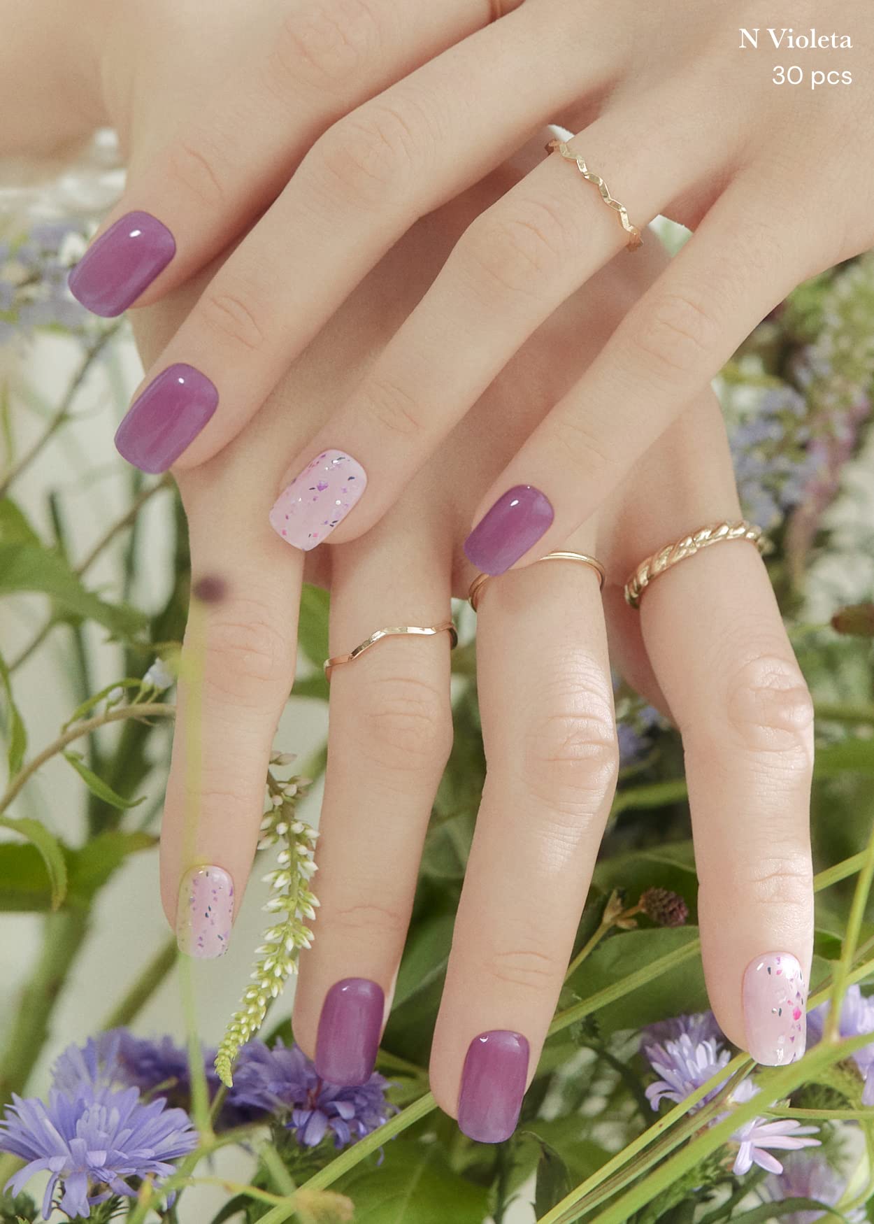 Ohora Semi Cured Gel Nail Strips (N Tie-dye) - Salon-Quality, Long