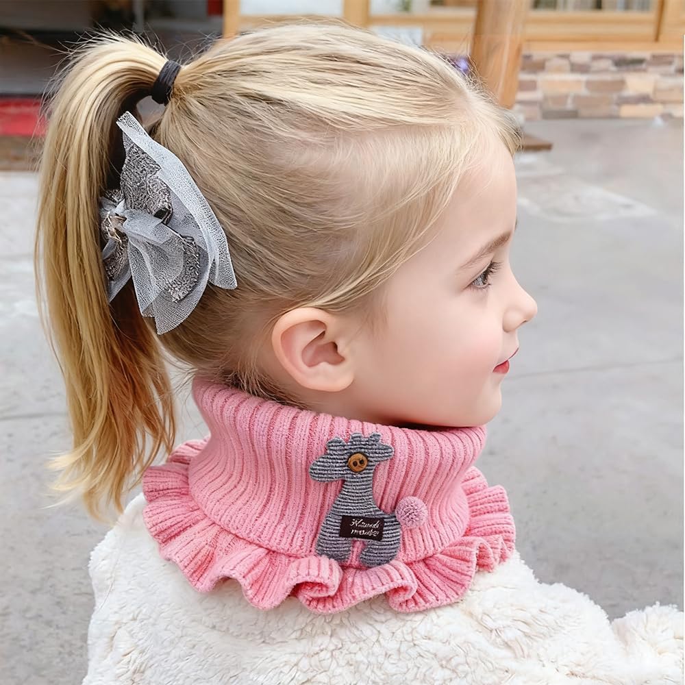 OULIGET Neck Gaiter Scarf,Knitted Cartoon Giraffe Ruffle Scarf,Girls Kids Accessories Collar Circle Outdoor Winter Warm