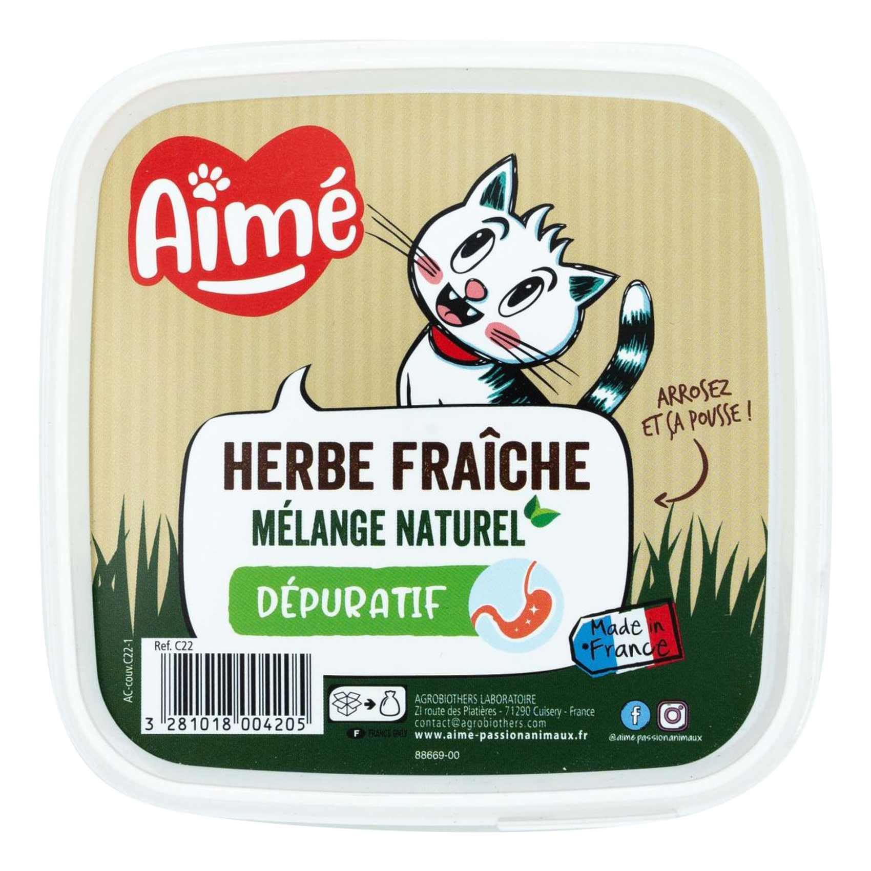 AIME Herbe à Chat CATHERBE soulage les vomissements de boules de poils du chat