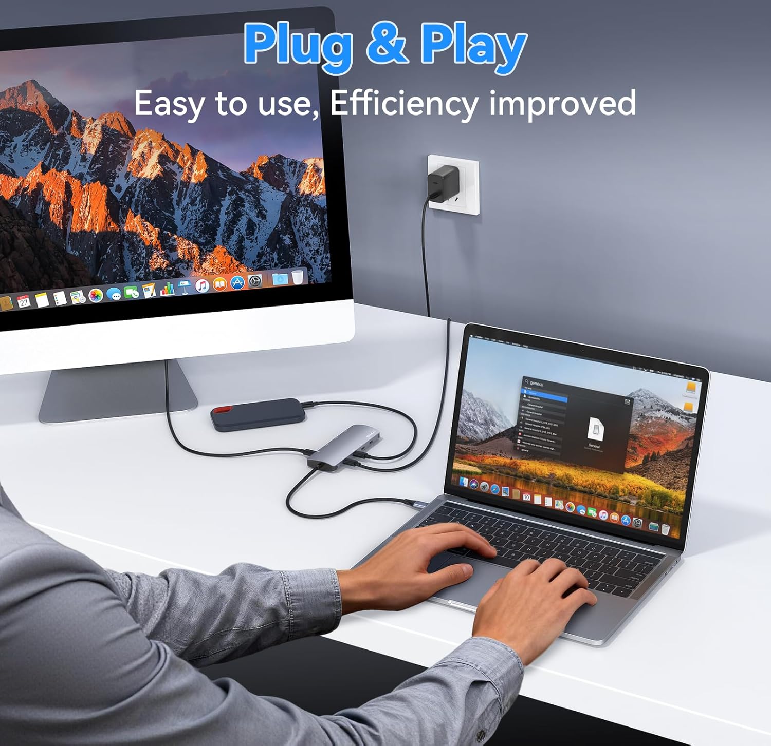 USB C Hub 10Gbps, USB C Splitter with 4K@60Hz Video Output, 100W PD Charging, Data Transfer, USB4 Multiport Dongle Adapter Extender for MacBook Pro/Air, iPad Pro, Dell, HP and More Type C Devices