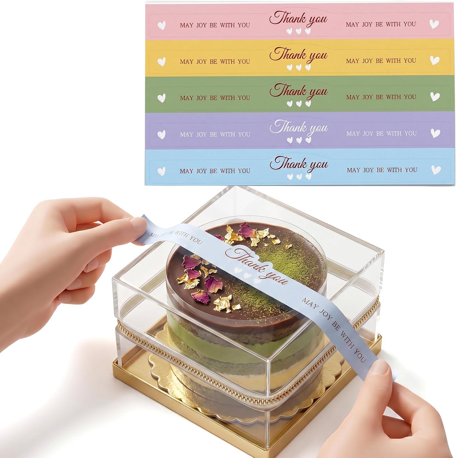150Pcs Thank You Bakery Stickers, 7.9" Long Tamper Evident Seal Stickers