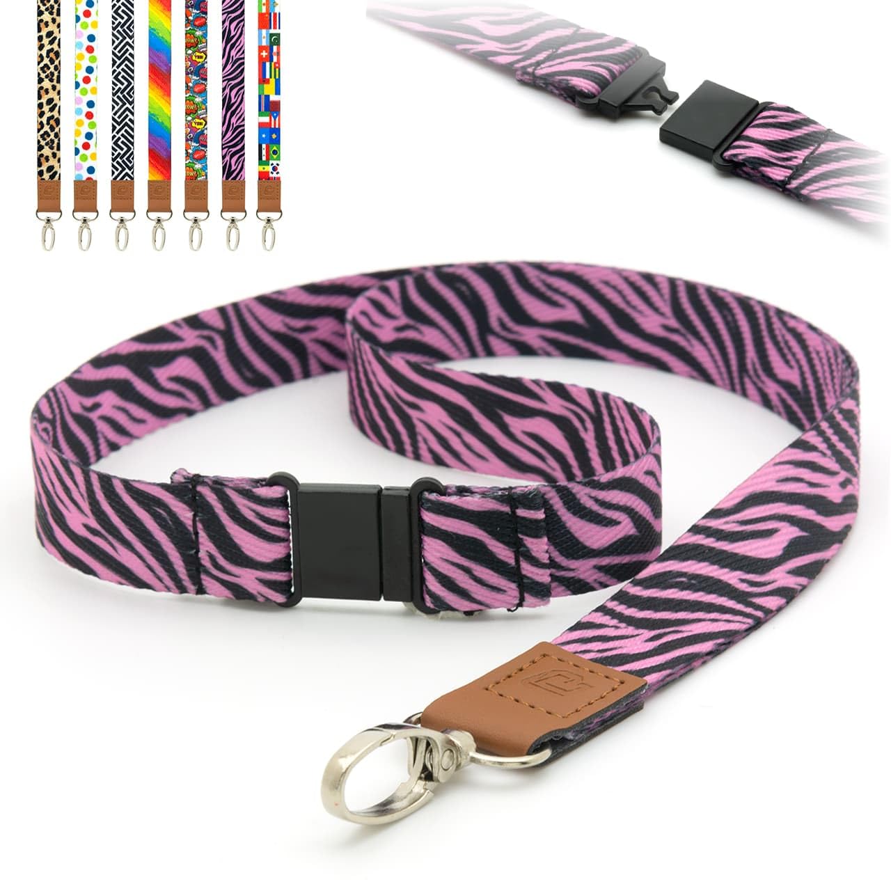 Lanyards Tomorrow Pink Tiger Print Lanyards Pink Tiger Animal Print Pre-Printed Safety Breakaway Pull, Metal Clip, Id Badge Holders Funky 2Cm Flat Lanyard Neck Strap By Lanyardstomorrow Pack Of 10