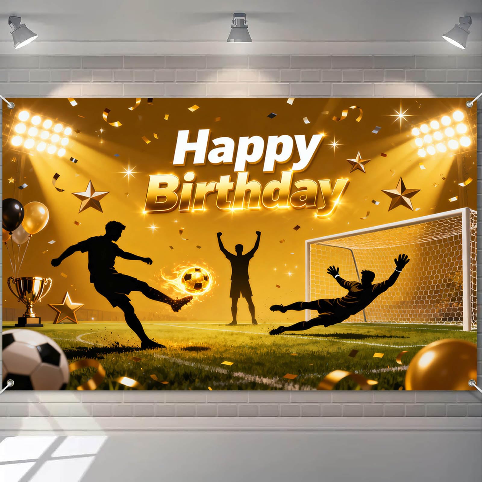 Toile de fond Happy Birthday football 180x109cm de décoration festive