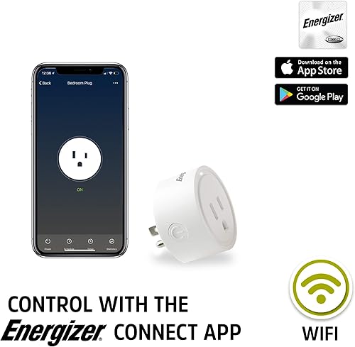 Miniatura 3 de Energizer Connect - Enchufe inteligente WiFi, aplicación móvil habilitada, controlado por voz, Alexa, Echo, Siri, Hey Google habilitado, no requiere