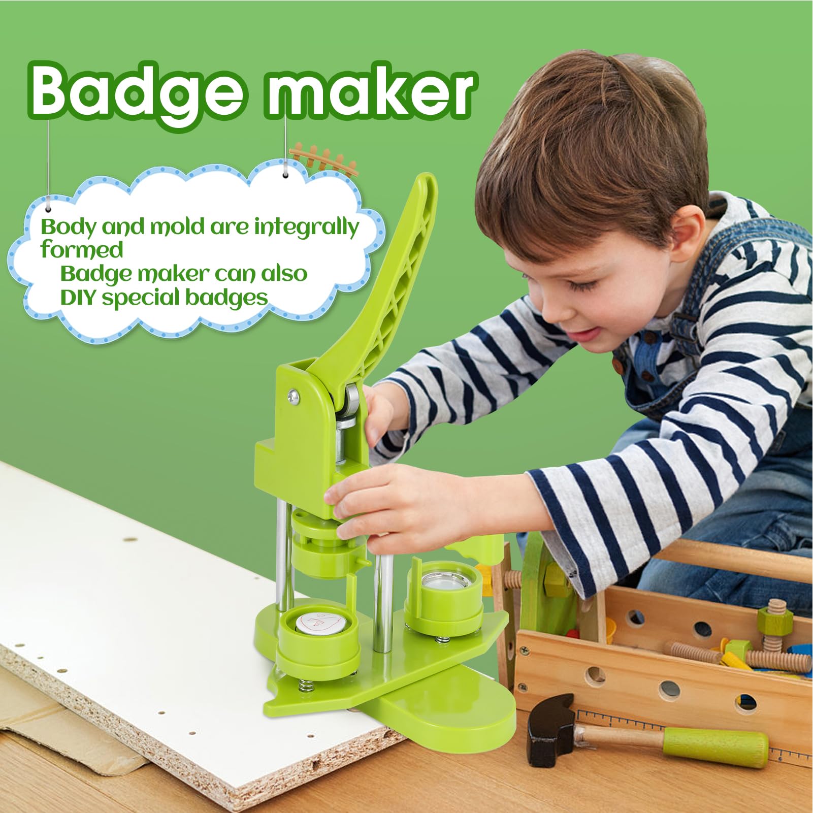 Button Maker Maschine, Buttonmaschine Knopfmachermaschine Badge Punch Press, DIY mit 100 Knopfteilen & Kreisschneider, Kinder DIY Geschenke Pin Maker (25mm)