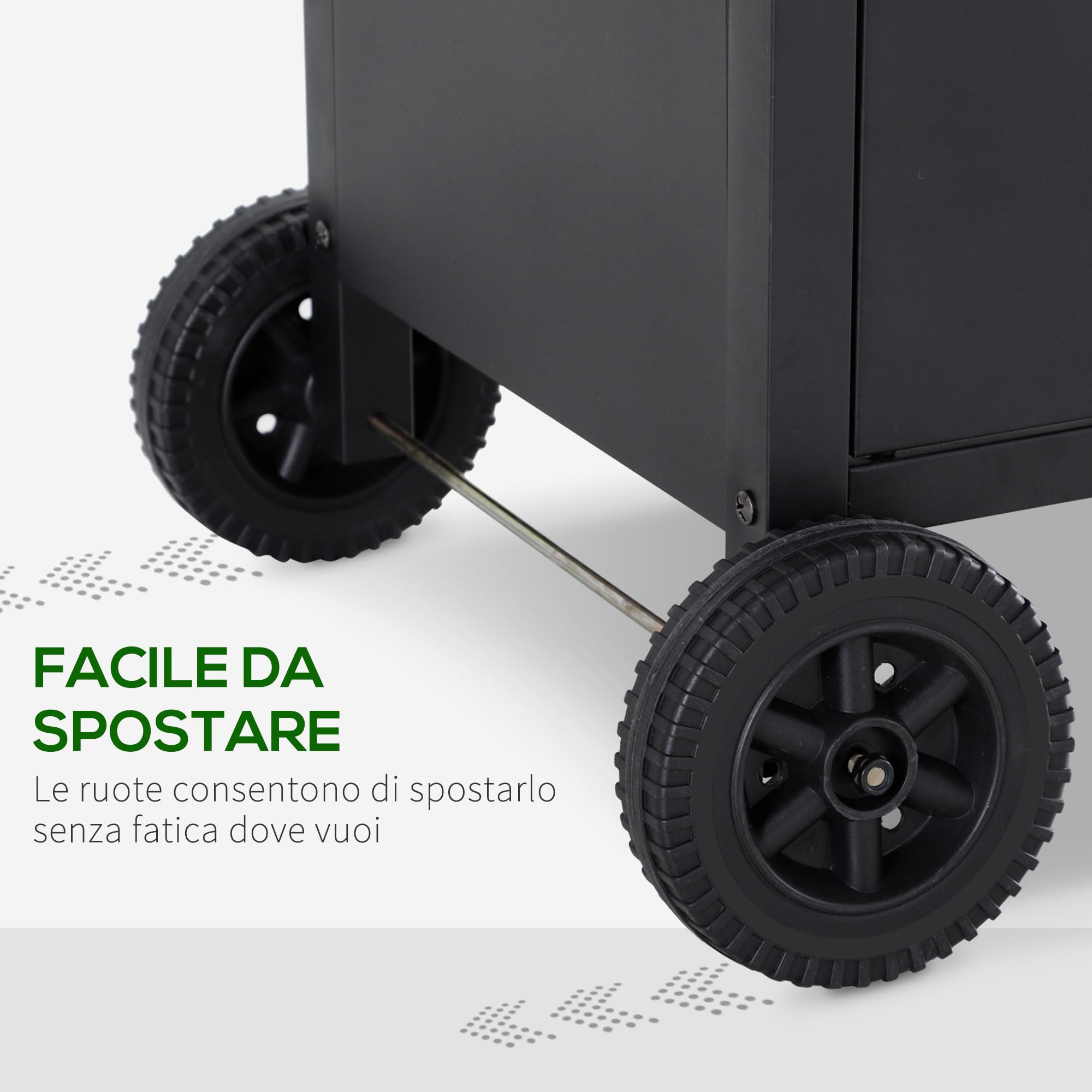 Outsunny Barbecue a Gas 5 Fornelli con Ripiani Laterali e Armadietto, 125x51x100 cm, Nero