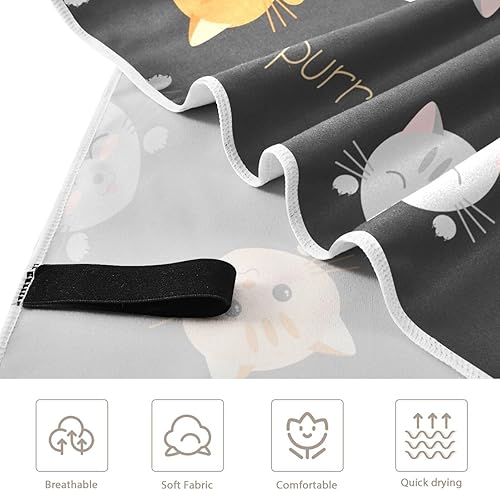 Miniatura 3 de Toalla de playa de microfibra de secado rápido con diseño de gatos, toalla de viaje de gran tamaño a prueba de arena, para adultos, mujeres,