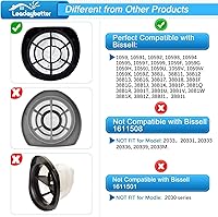 Vista 3 de Leadaybetter Filtro de repuesto 38B1 para aspiradora Bissell 3 en 1 38B1 38B1L 1059, comparable con la parte # 2037423 y 2037424