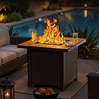 Vista 9 de BALI OUTDOORS - Mesa para fogata de gas propano 32 pulgadas, 50,000 BTU, fogatas cuadradas de gas para exterior, color marrón
