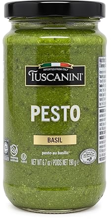 Tuscanini Basil Pesto, 6.7 oz | Italian Dairy-Free Gourmet Sauce with Cashews & Sunflower Oil | Kosher | Nothing Artificial